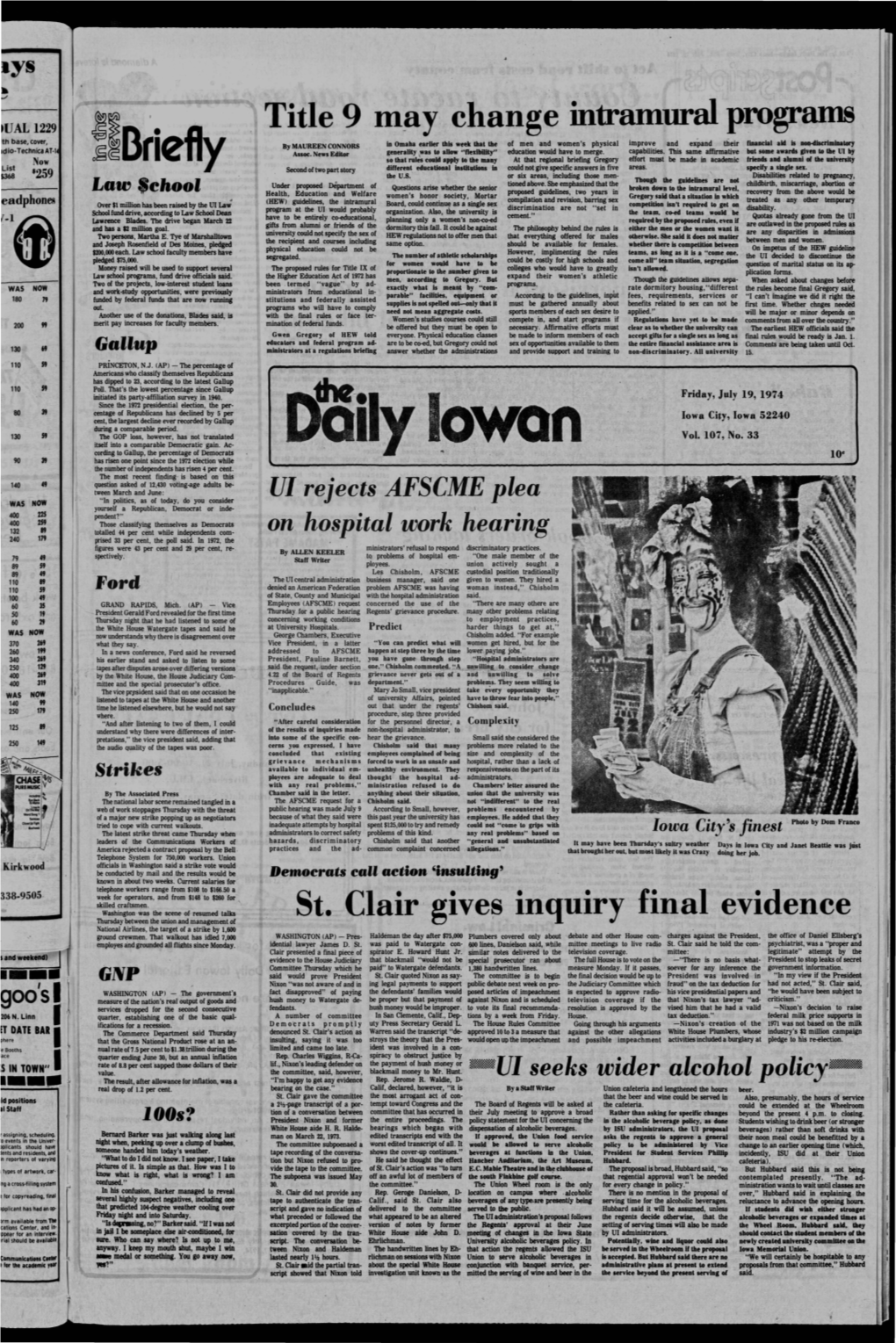 Daily Iowan (Iowa City, Iowa), 1974-07-19