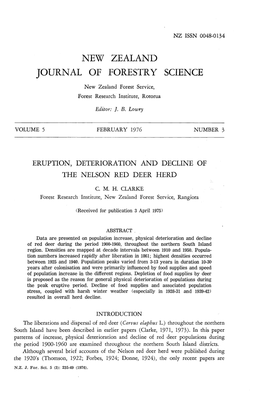 NEW ZEALAND JOURNAL of FORESTRY SCIENCE New Zealand Forest Service, Forest Research Institute, Rotorua