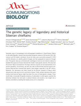 The Genetic Legacy of Legendary and Historical Siberian Chieftains