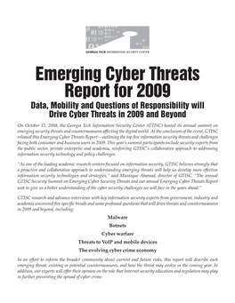 Emerging Cyber Threats Report for 2009