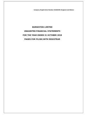 Burniston Limited Unaudited Financial
