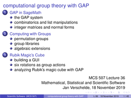 Computational Group Theory With