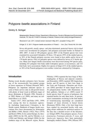 Polypore–Beetle Associations in Finland