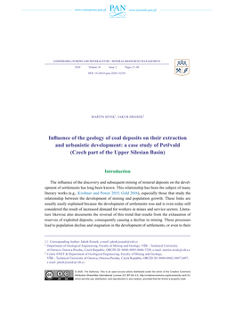 Influence of the Geology of Coal Deposits on Their Extraction and Urbanistic Development: a Case Study of Petřvald (Czech Part of the Upper Silesian Basin)