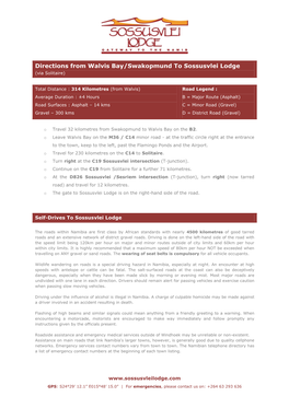 Download Directions from Walvis Bay Or Swakopmund