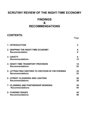 Scrutiny Review of the Night-Time Economy Findings