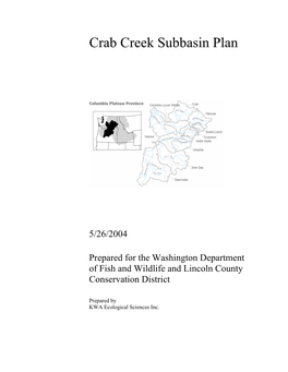 Crab Creek Subbasin Plan