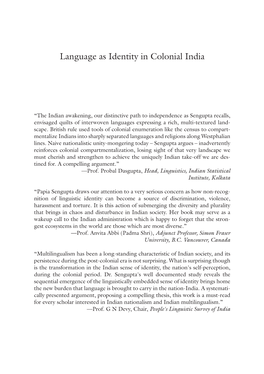 Language As Identity in Colonial India