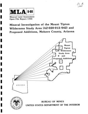 Mineral Investigation of the Mount Tipton Wilderness Study Area (AZ-020-012/042) and Proposed Additions, Mohave County, Arizona