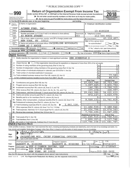 PUBLIC DISCLOSURE COPY ** Form 990 (2018) ACUMEN FUND, INC