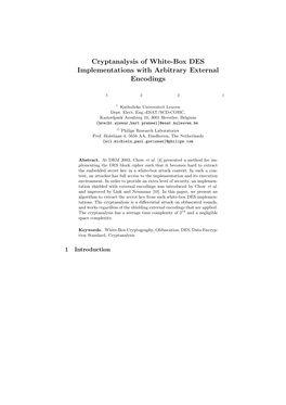 Cryptanalysis of White-Box DES Implementations with Arbitrary External Encodings