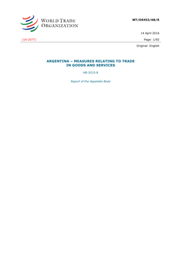 Argentina – Measures Relating to Trade in Goods and Services