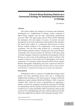 A Puerto Rican Business District As a Community Strategy for Resisting Gentrification in Chicago