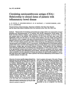 Circulating Carcinoembryonic Antigen (CEA): Inflammatory Bowel Disease