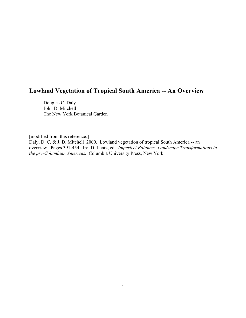 Lowland Vegetation of Tropical South America -- an Overview