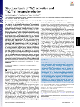 Structural Basis of Tie2 Activation and Tie2/Tie1 Heterodimerization