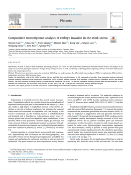 Comparative Transcriptome Analysis of Embryo Invasion in the Mink Uterus