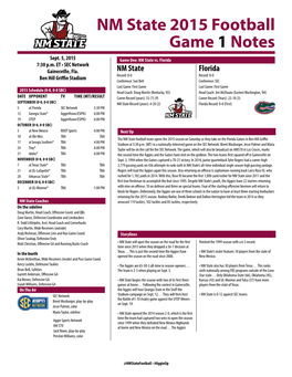 NM State 2015 Football Game 1 Notes