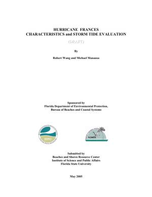 HURRICANE FRANCES CHARACTERISTICS and STORM TIDE EVALUATION (((DDDRRRAAAFFFTTT)))