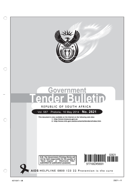 Tender Bulletin: 16 May 2014