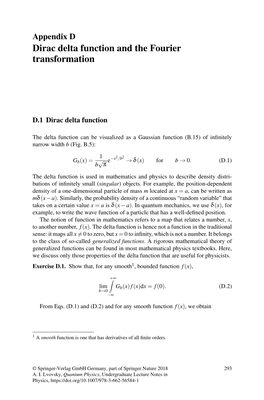 Appendix D. Dirac Delta Function and the Fourier Transformation