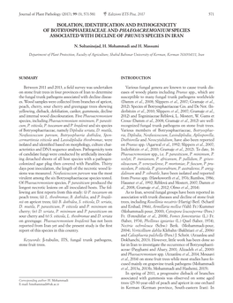 Isolation, Identification and Pathogenicity of Botryosphaeriaceae and Phaeoacremonium Species Associated with Decline of Prunus Species in Iran