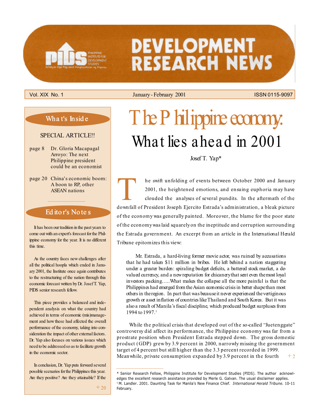 The Philippine Economy: SPECIAL ARTICLE!! Page 8 Dr