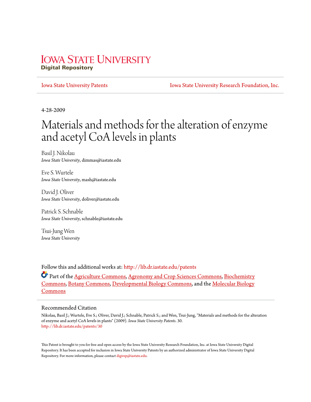 Materials and Methods for the Alteration of Enzyme and Acetyl Coa Levels in Plants Basil J