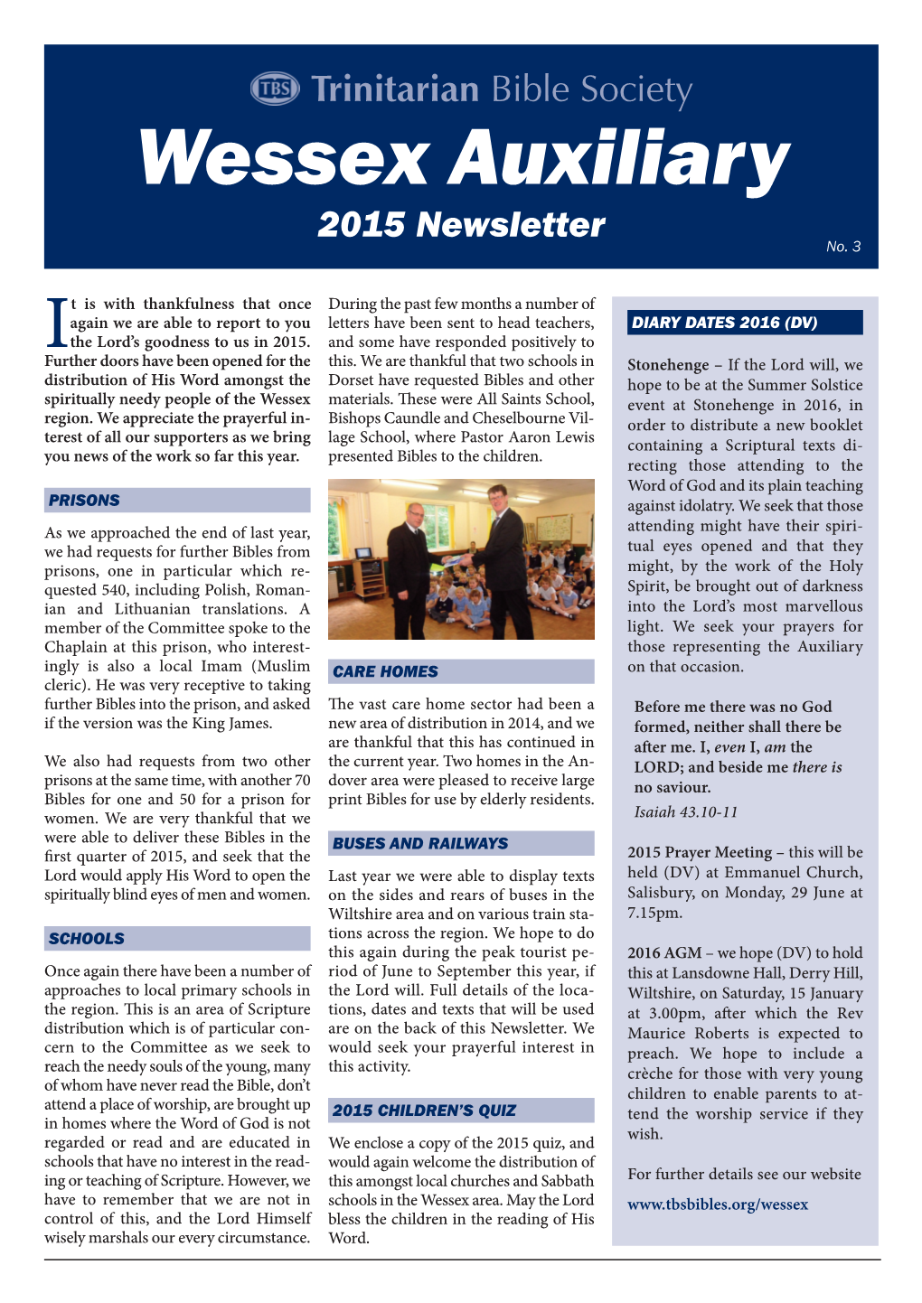 Wessex Auxiliary 2015 Newsletter No