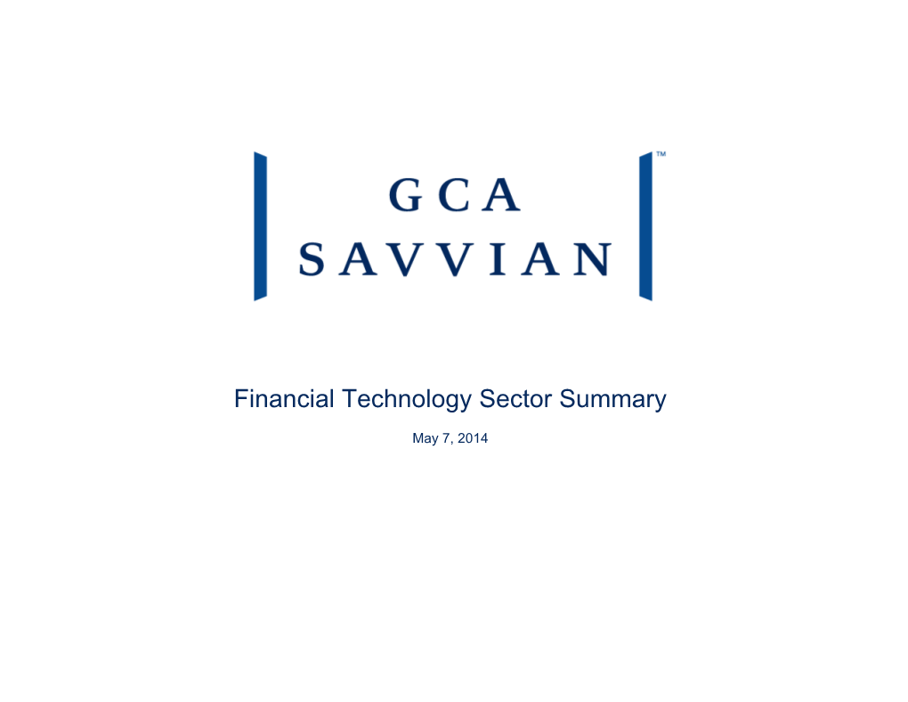 Financial Technology Sector Summary