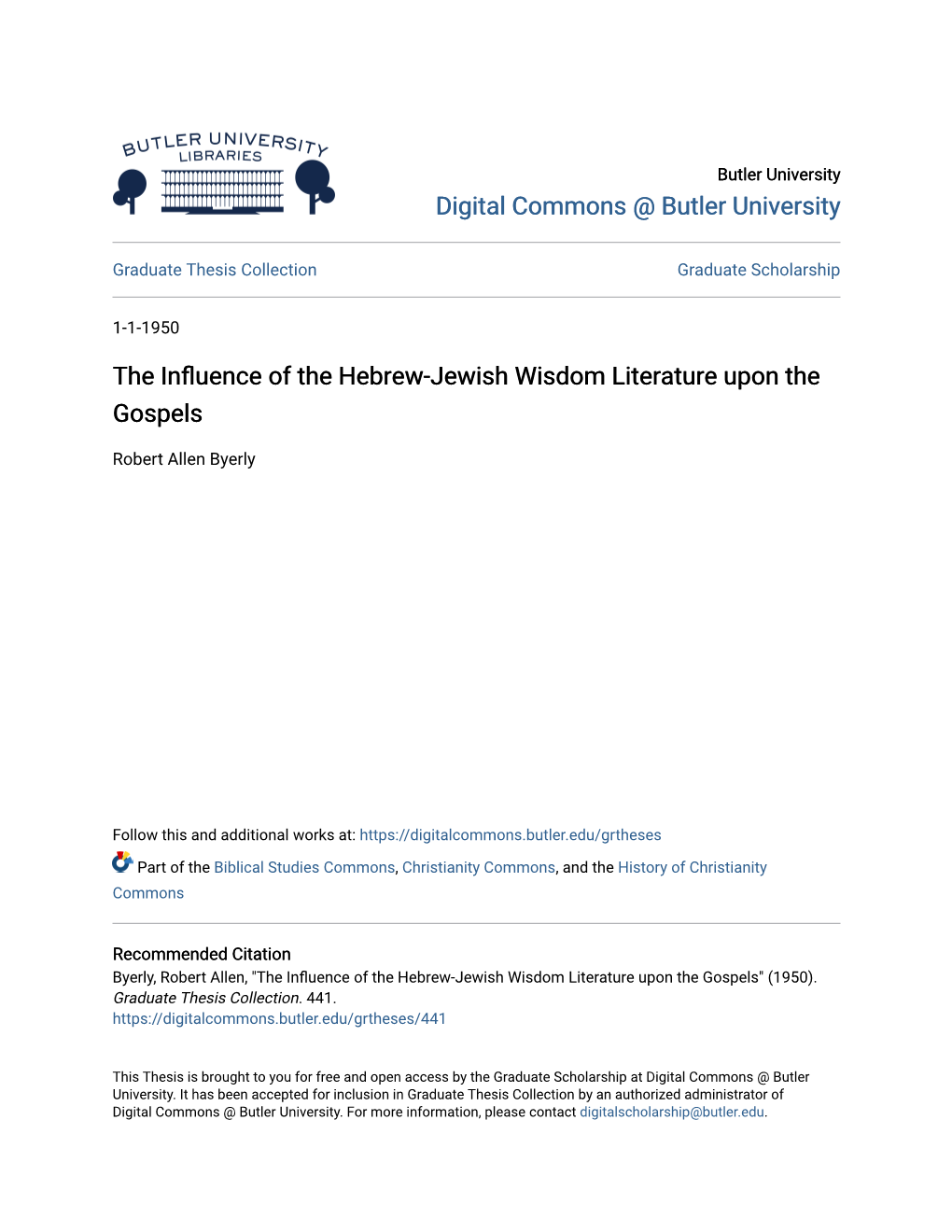 The Influence of the Hebrew-Jewish Wisdom Literature Upon the Gospels