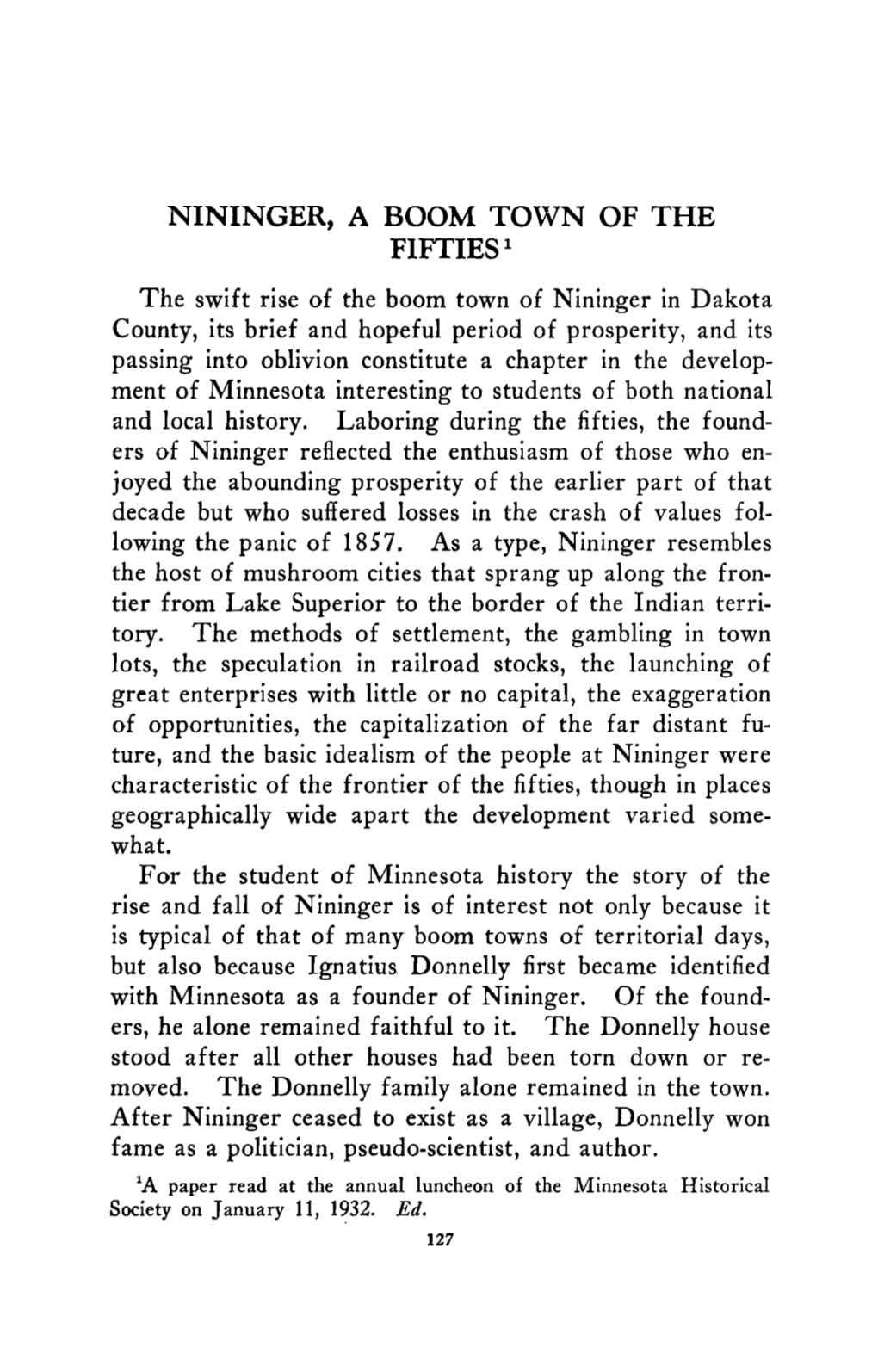 Nininger, a Boom Town of the Fifties