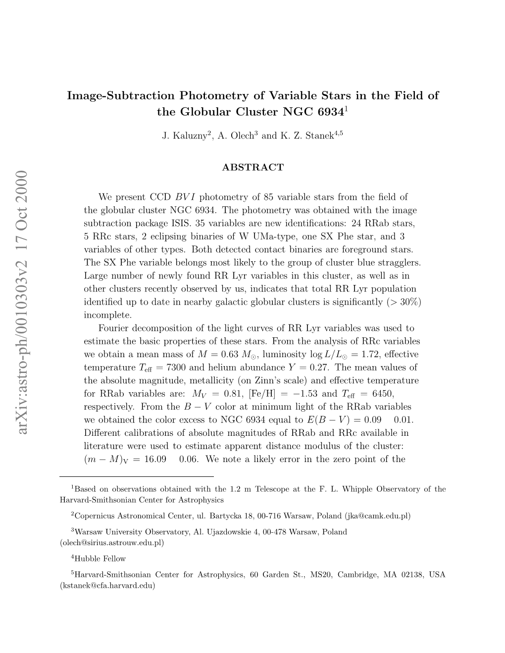 Image-Subtraction Photometry of Variable Stars in the Field of The