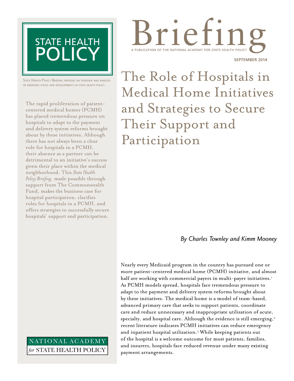 The Role of Hospitals in Medical Home Initiatives and Strategies to Secure Their Support and Participation
