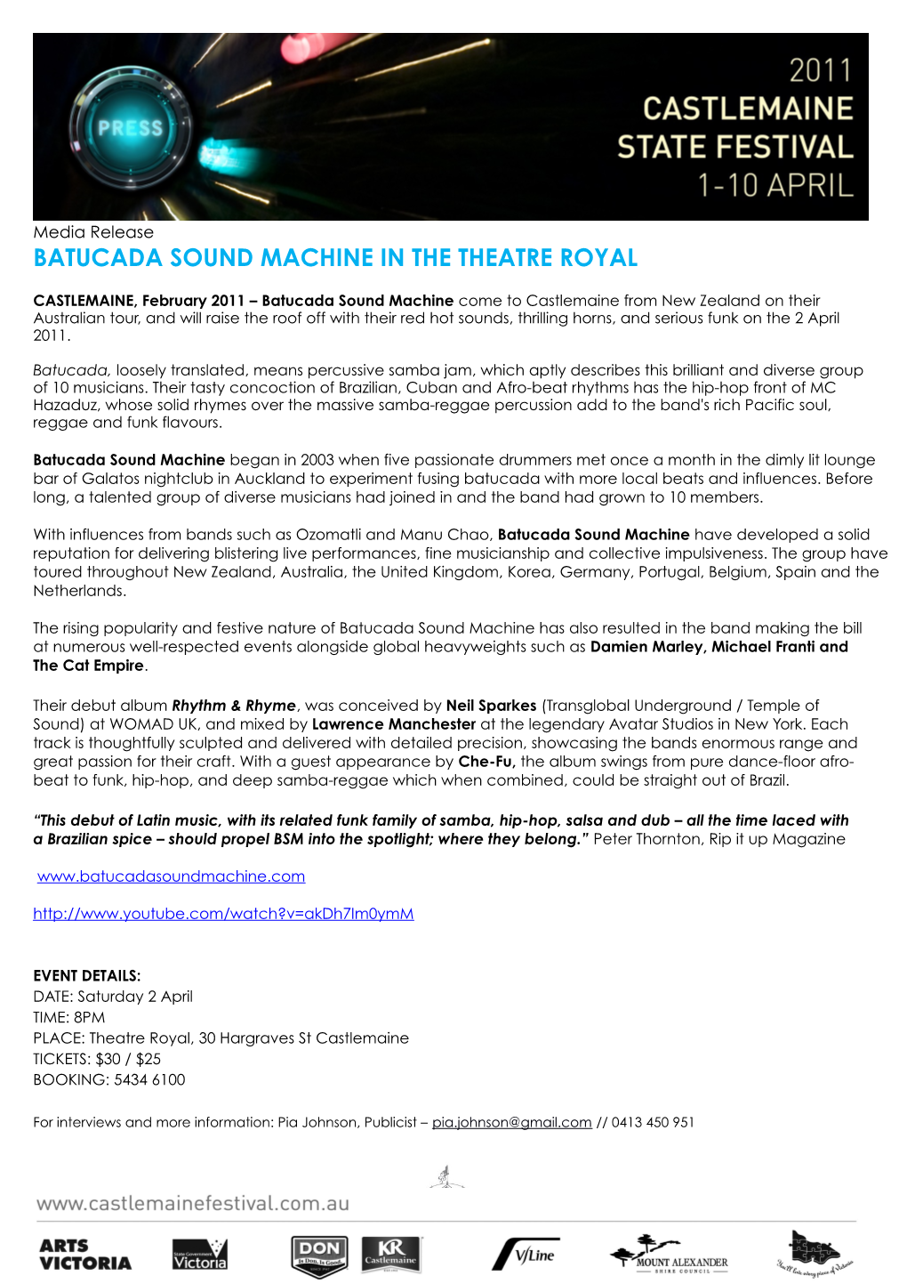 Batucada Sound Machine in the Theatre Royal