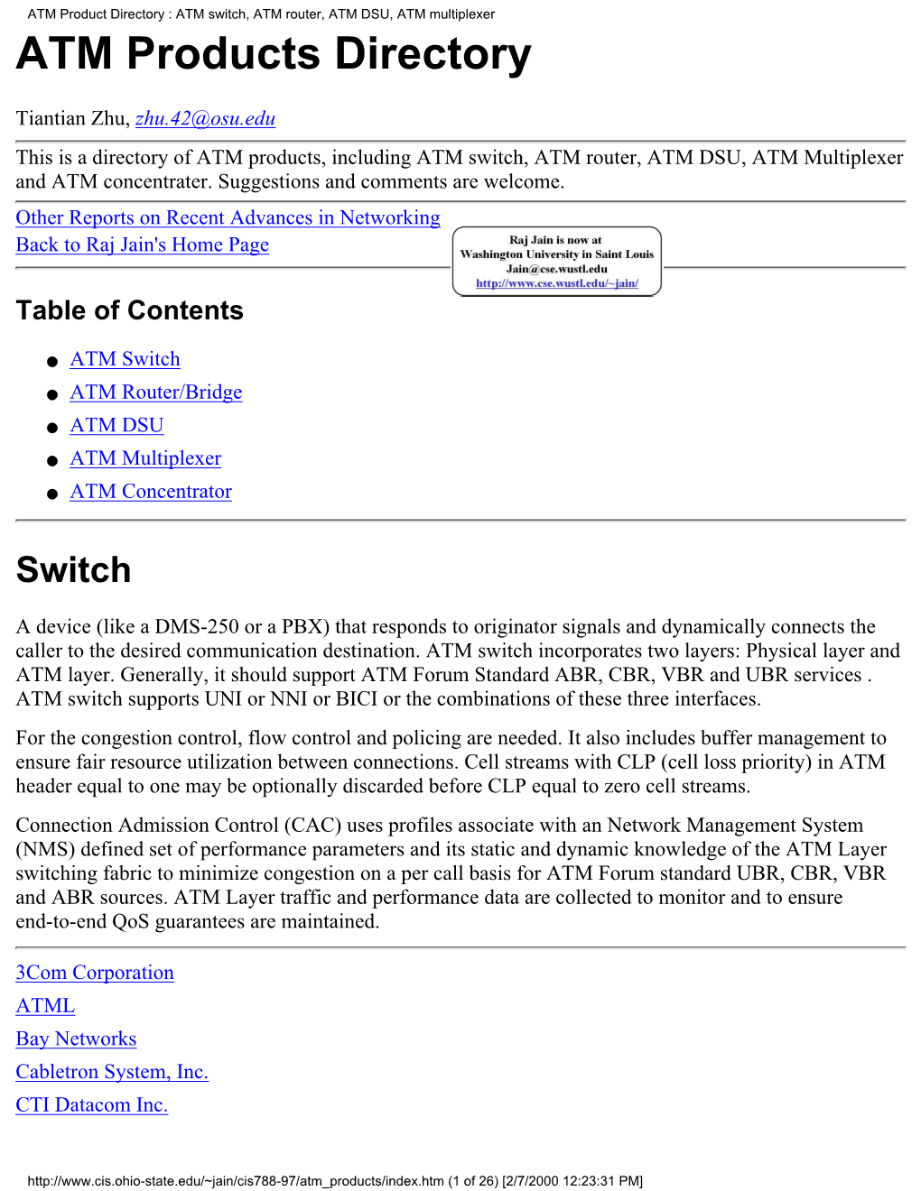 ATM Product Directory : ATM Switch, ATM Router, ATM DSU, ATM Multiplexer ATM Products Directory