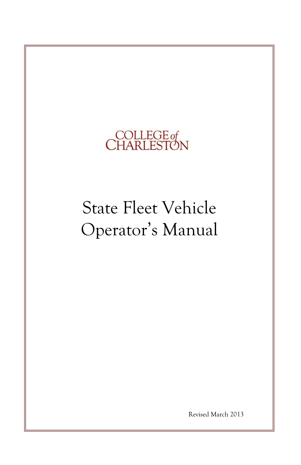 State Fleet Vehicle Operator's Manual