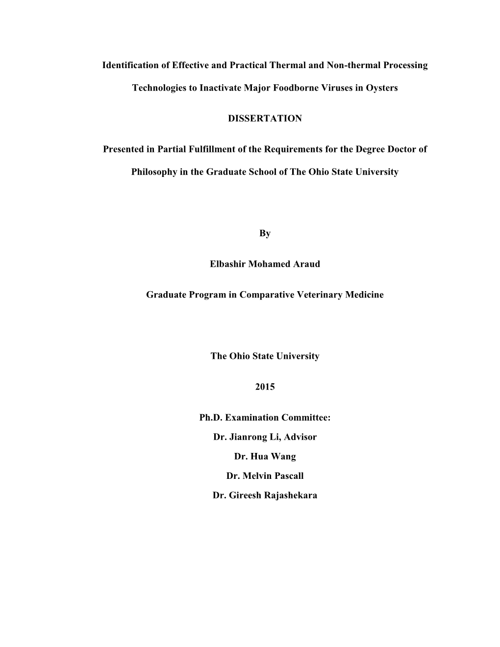 Identification of Effective and Practical Thermal and Non-Thermal Processing