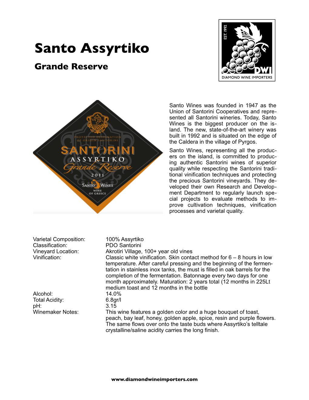 Santo Assyrtiko Grande Reserve � 