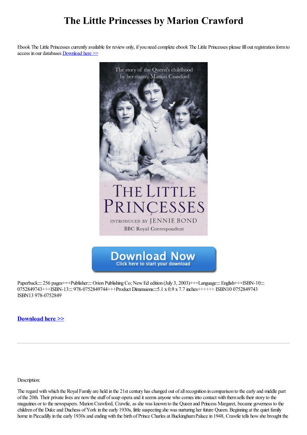 The Little Princesses by Marion Crawford