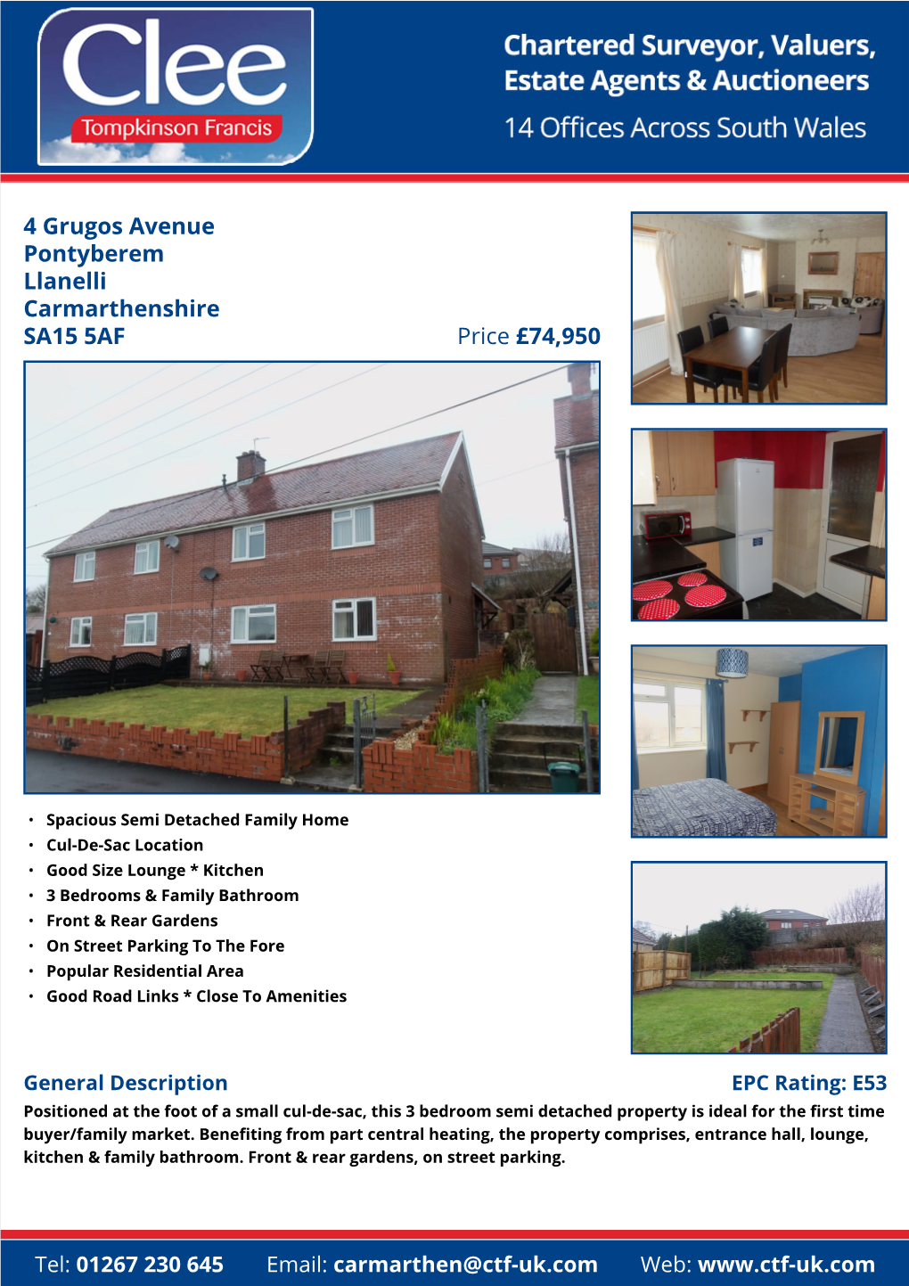 4 Grugos Avenue Pontyberem Llanelli Carmarthenshire Price £74,950