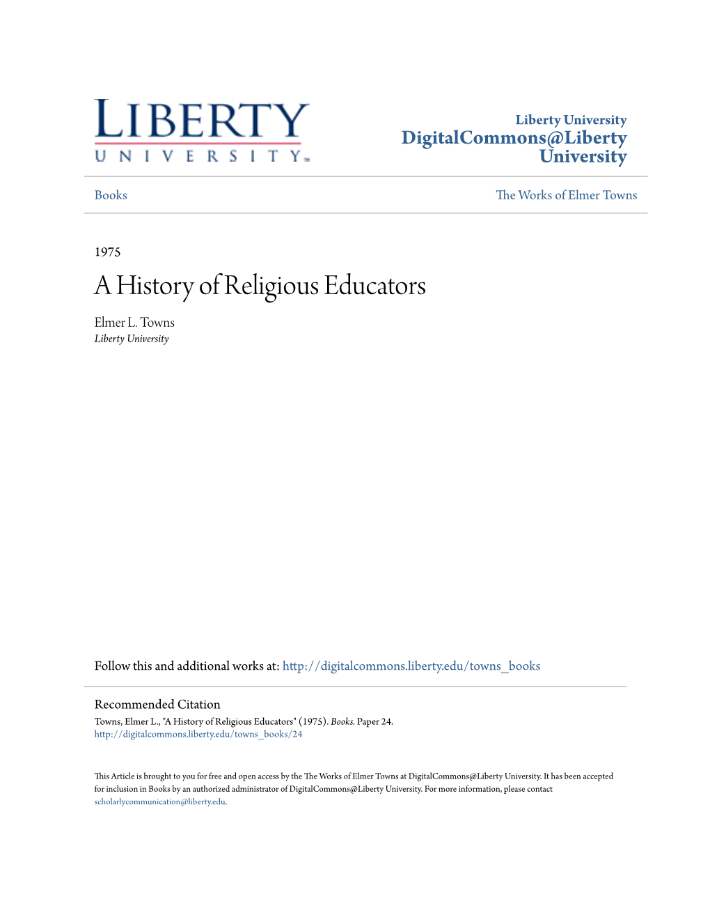 A History of Religious Educators Elmer L