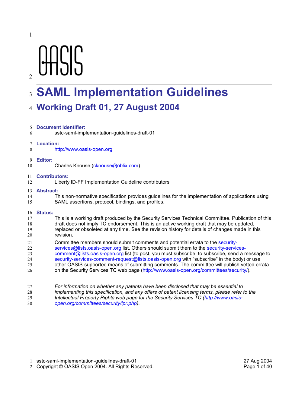 SAML Implementation Guidelines