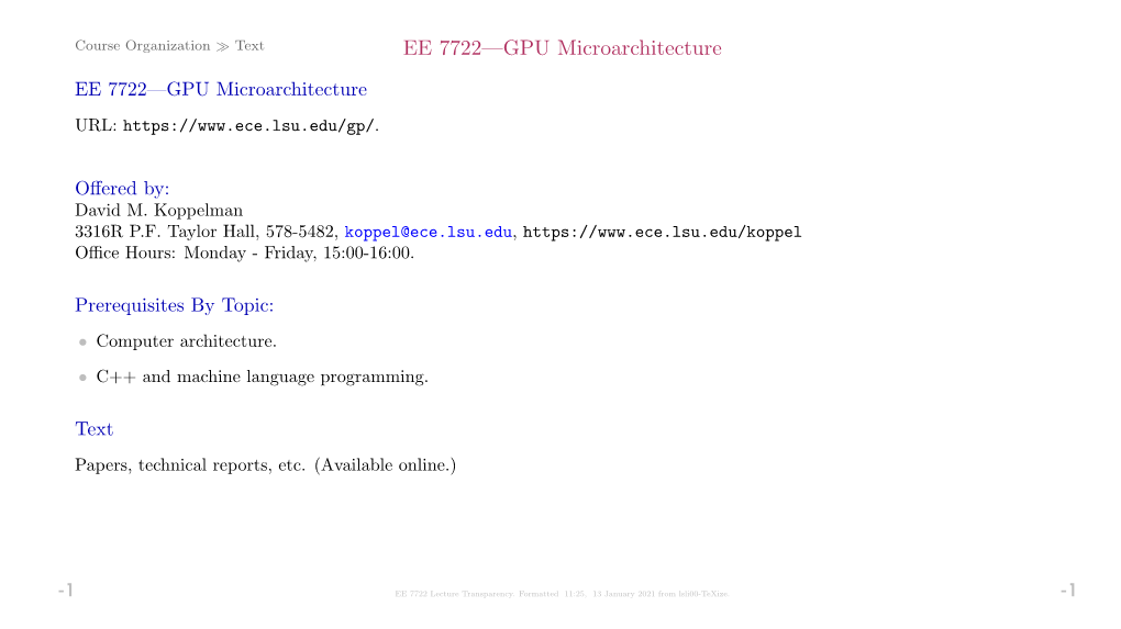 EE 7722—GPU Microarchitecture