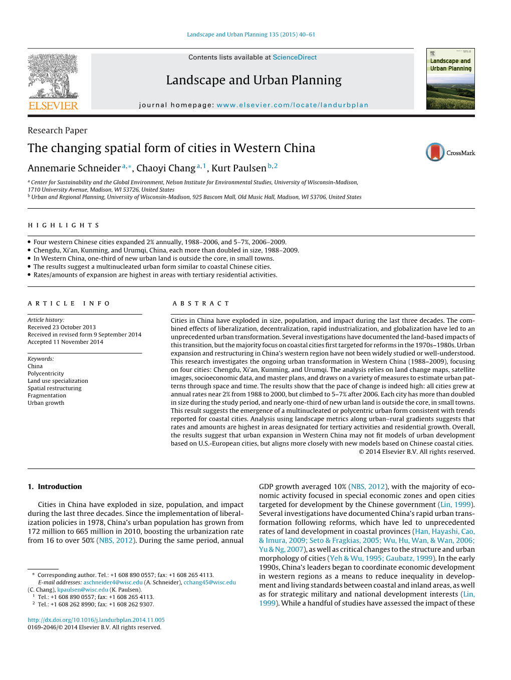 The Changing Spatial Form of Cities in Western China