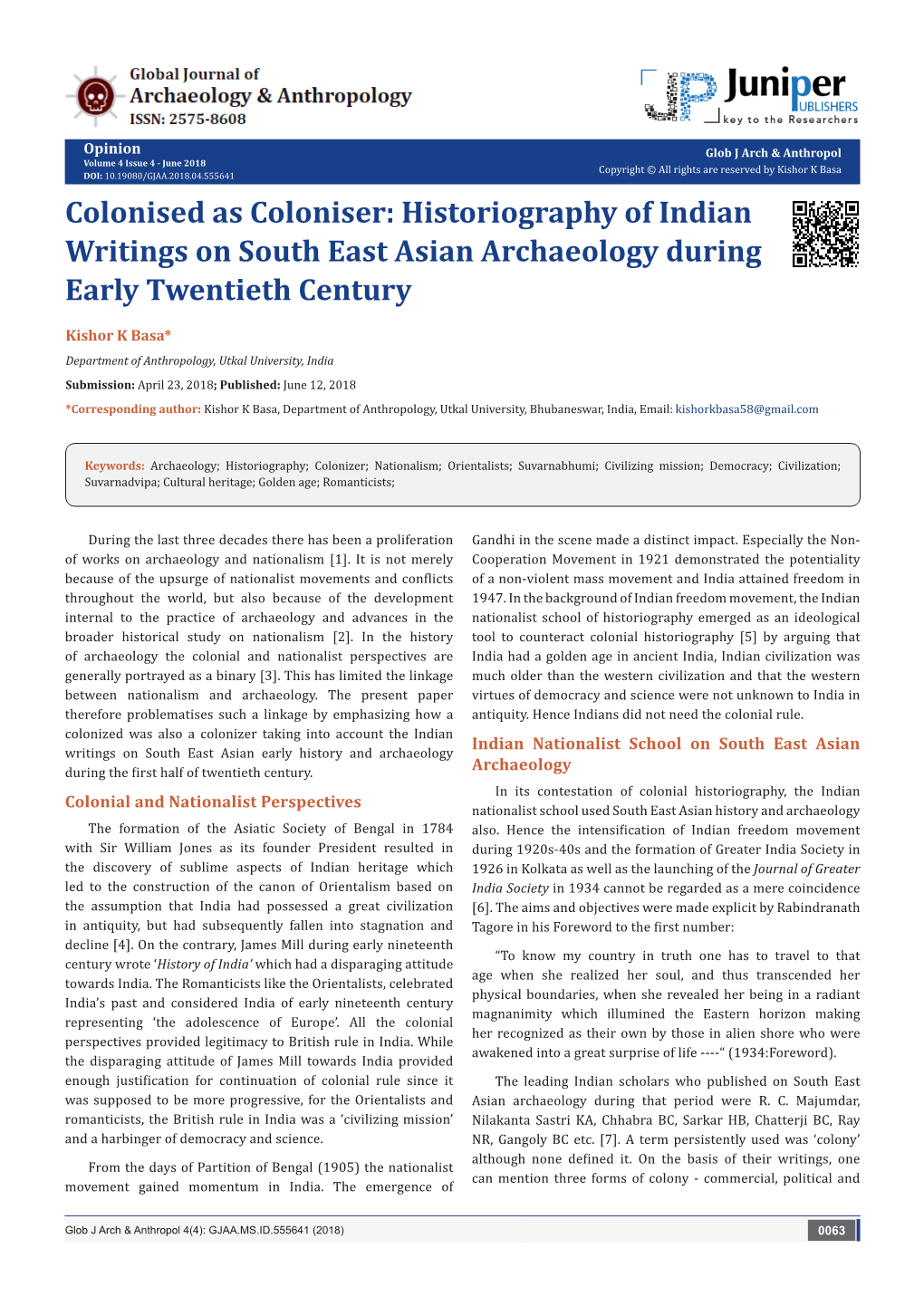 Historiography of Indian Writings on South East Asian Archaeology During Early Twentieth Century