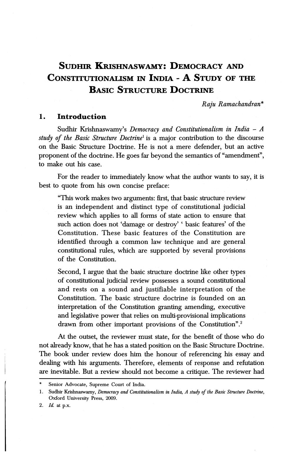 BASIC STRUCTURE DOCTRINE Raju Ramachandran* 1