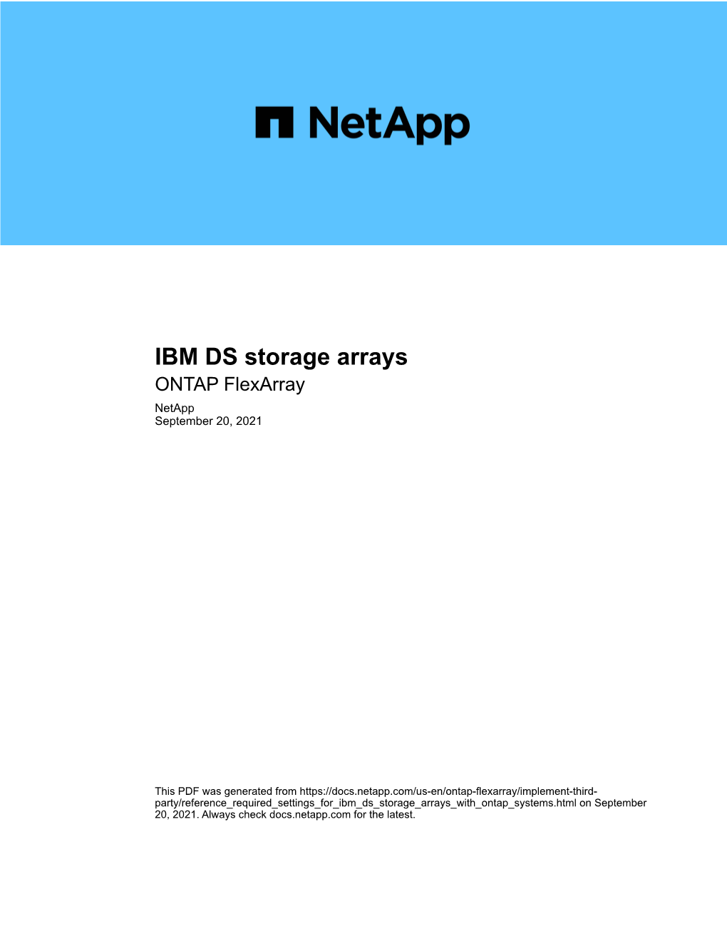 IBM DS Storage Arrays : ONTAP Flexarray