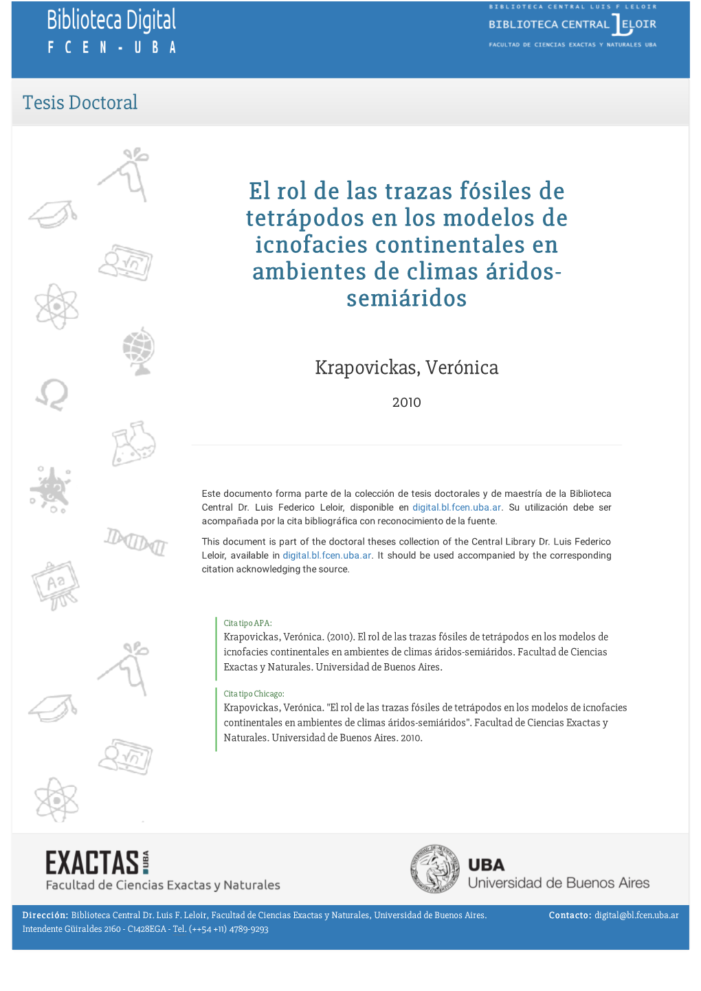 El Rol De Las Trazas Fósiles De Tetrápodos En Los Modelos De Icnofacies Continentales En Ambientes De Climas Áridos- Semiáridos