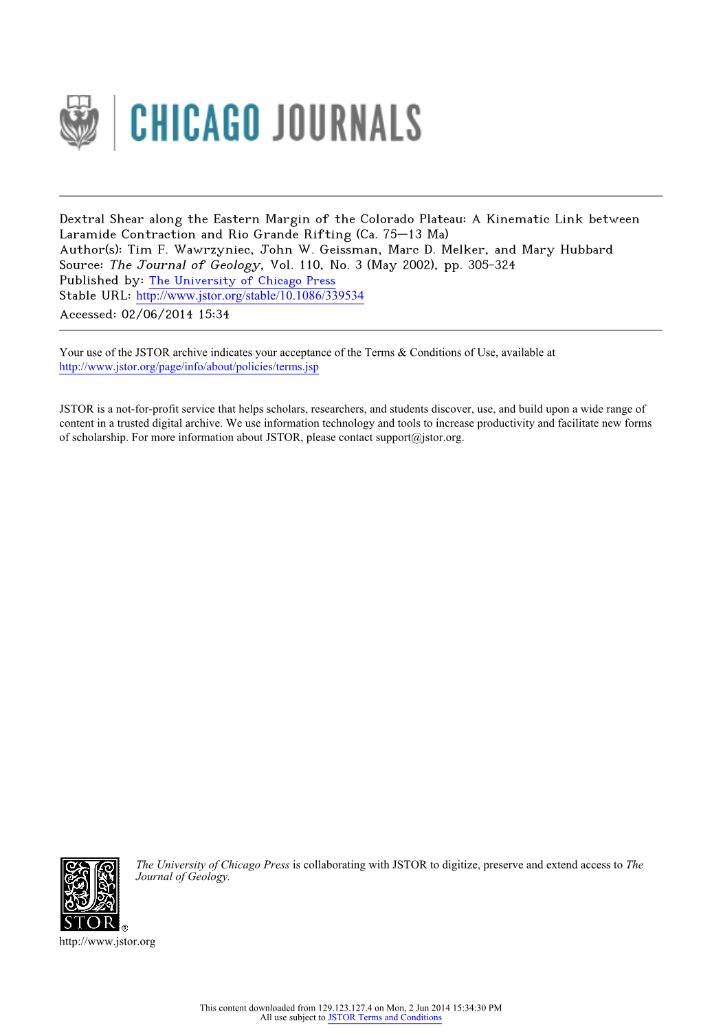 Dextral Shear Along the Eastern Margin of the Colorado Plateau: a Kinematic Link Between Laramide Contraction and Rio Grande Rifting (Ca